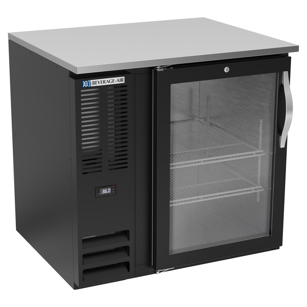 Beverage Air BB36HC-G-B 36" One Swinging Glass Door Back Bar Cooler, Black