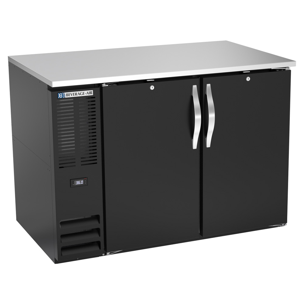 Beverage Air BB48HC-F-B 48" Two Swinging Solid Doors Food Rated Back Bar Cooler, Black