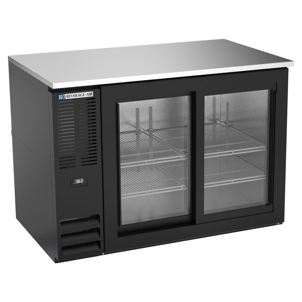 Beverage Air BB48HC-F-GS-B 48" Two Sliding Glass Doors Food Rated Back Bar Cooler, Black