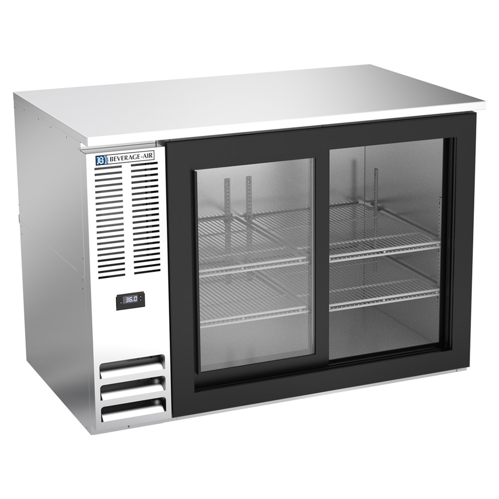Beverage Air BB48HC-F-GS-S 48" Two Sliding Glass Doors Food Rated Back Bar Cooler, Stainless Steel