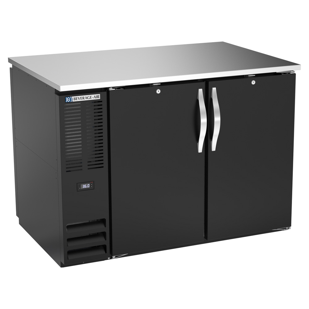 Beverage Air BB48HC-F-PT-B 48" Four Swinging Solid Doors Food Rated Pass Thru Back Bar Cooler, Black