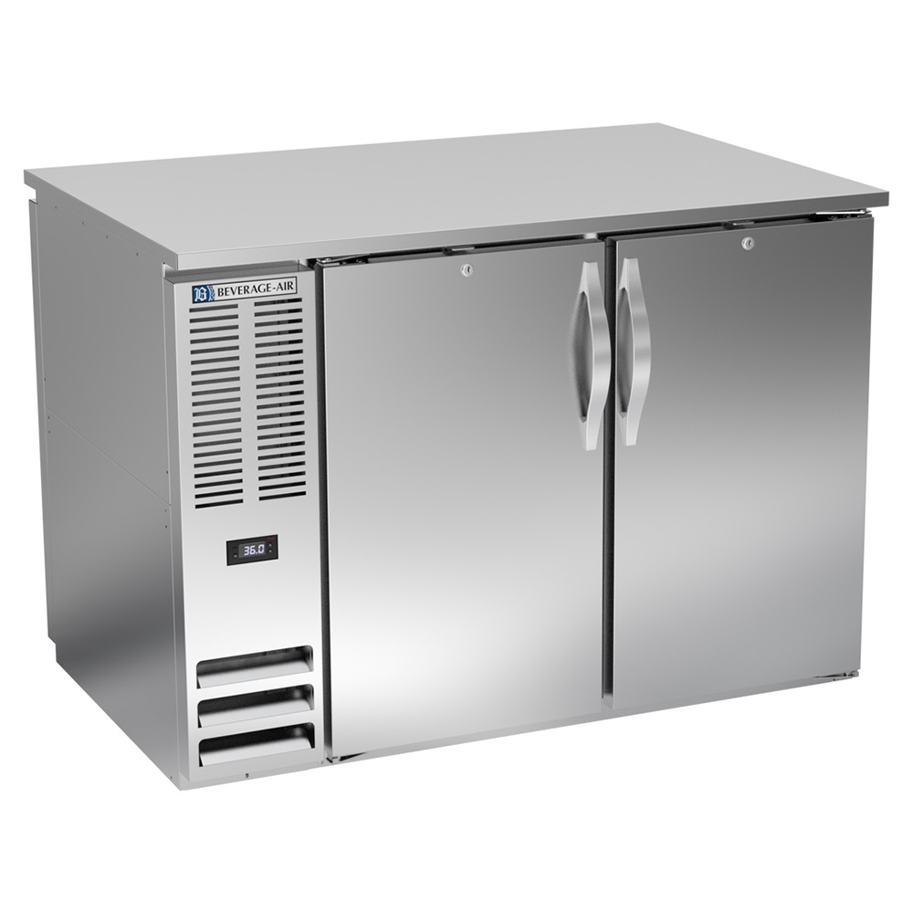 Beverage Air BB48HC-F-PT-S 48" Four Swinging Solid Doors Food Rated Pass Thru Back Bar Cooler, Stainless Steel