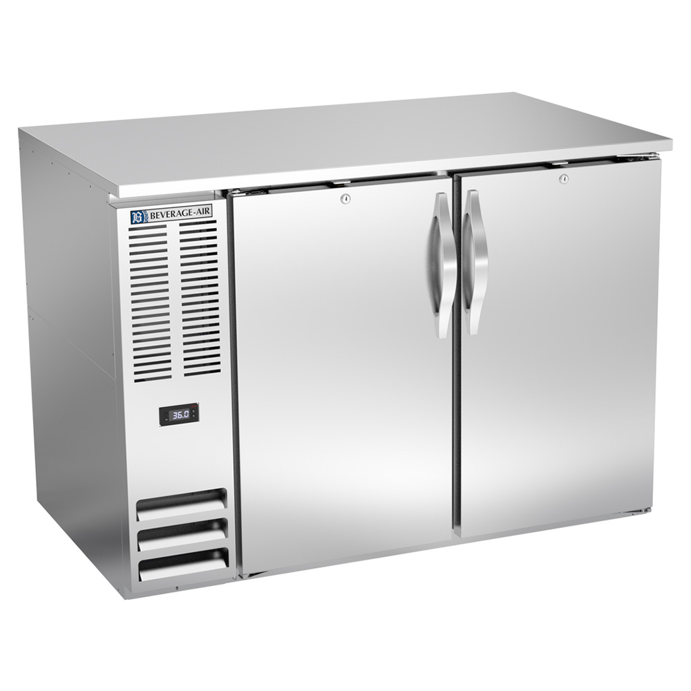 Beverage Air BB48HC-F-S 48" Two Swinging Solid Doors Food Rated Back Bar Cooler, Stainless Steel