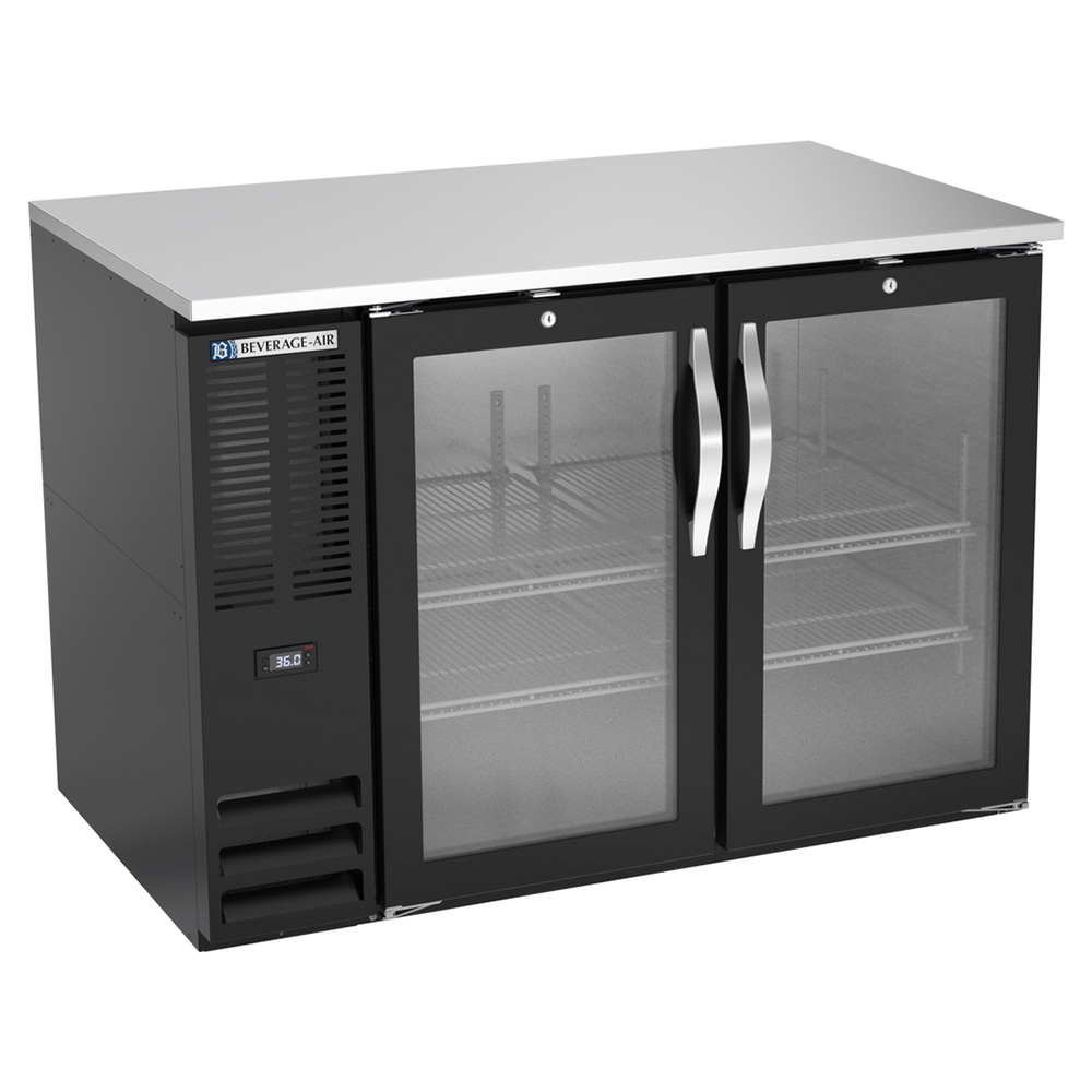 Beverage Air BB48HC-FG-B 48" Two Swinging Glass Doors Food Rated Back Bar Cooler, Black