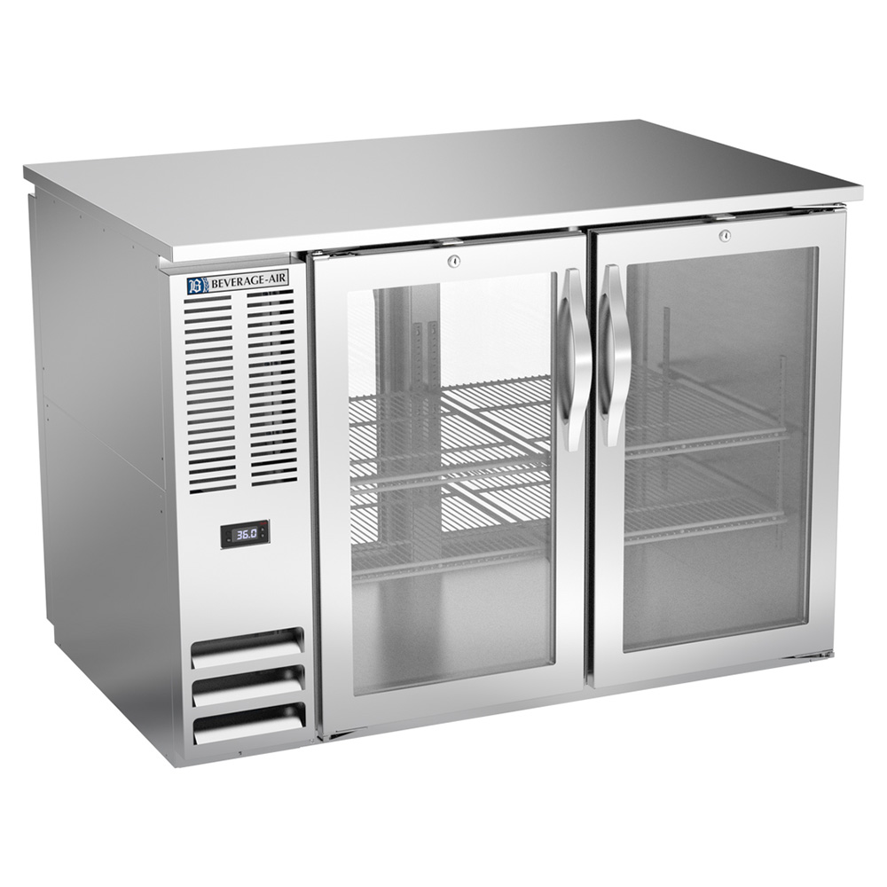 Beverage Air BB48HC-FG-PT-S 48" Four Swinging Glass Doors Food Rated Pass Thru Back Bar Cooler, Stainless Steel