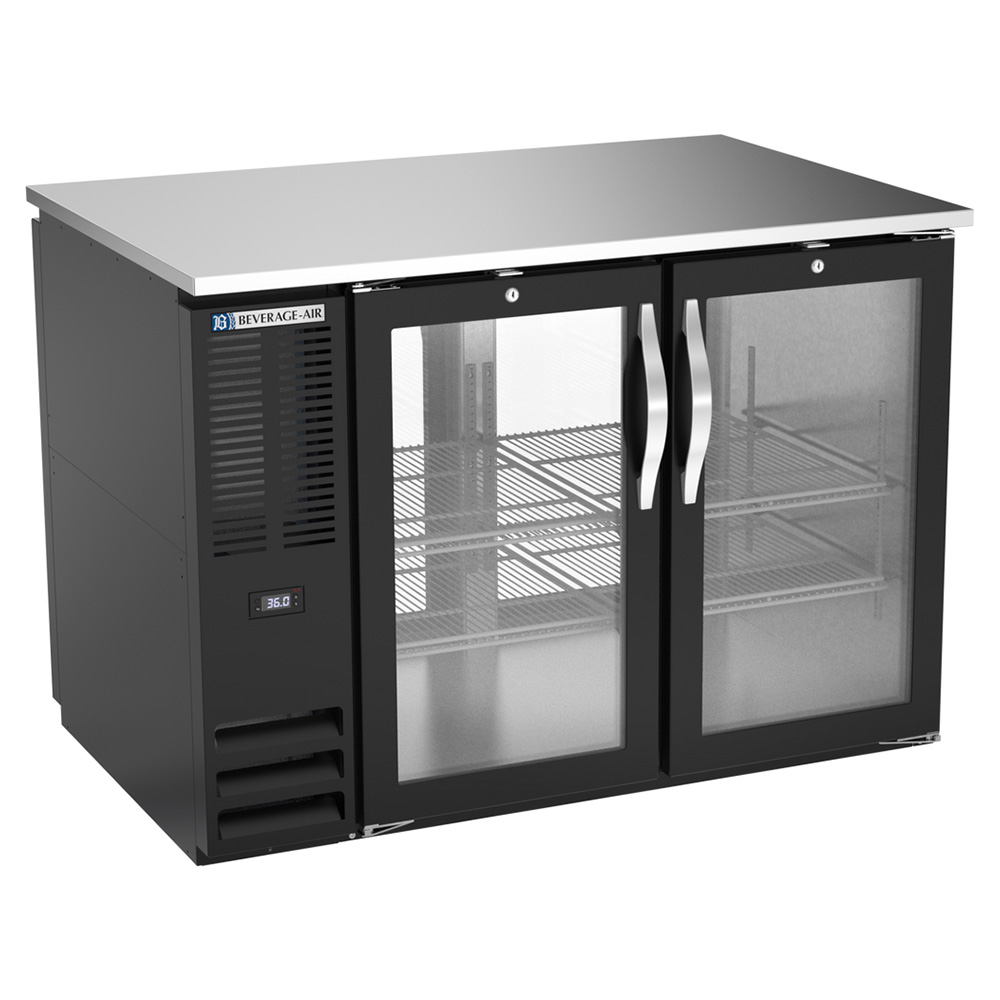 Beverage Air BB48HC-G-PT-B 48" Four Swinging Glass Doors Pass Thru Back Bar Cooler, Black