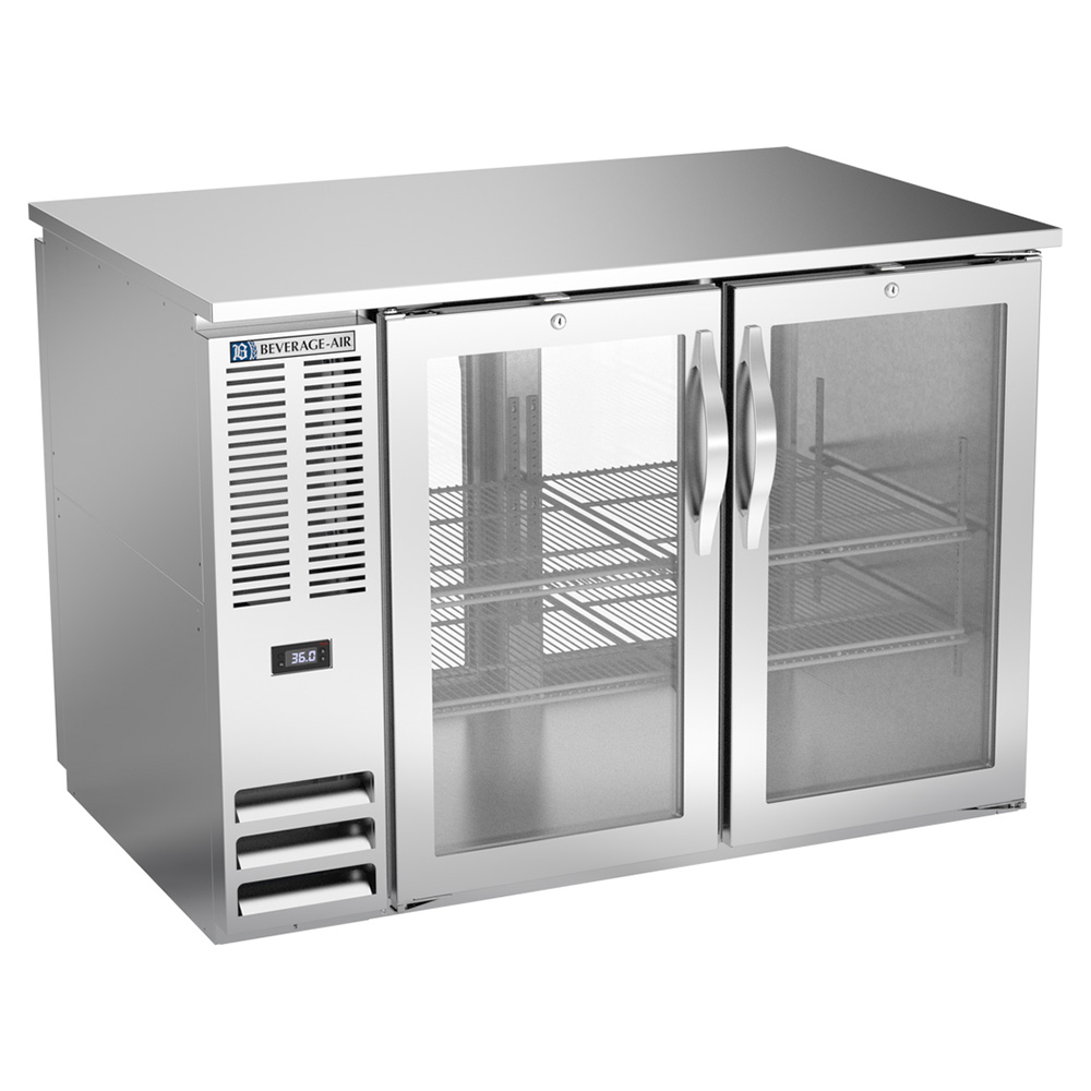 Beverage Air BB48HC-G-PT-S 48" Four Swinging Glass Doors Pass Thru Back Bar Cooler, Stainless Steel