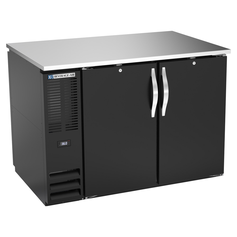 Beverage Air BB48HC-PT-B 48" Four Swinging Solid Doors Pass-thru Back Bar Cooler, Black