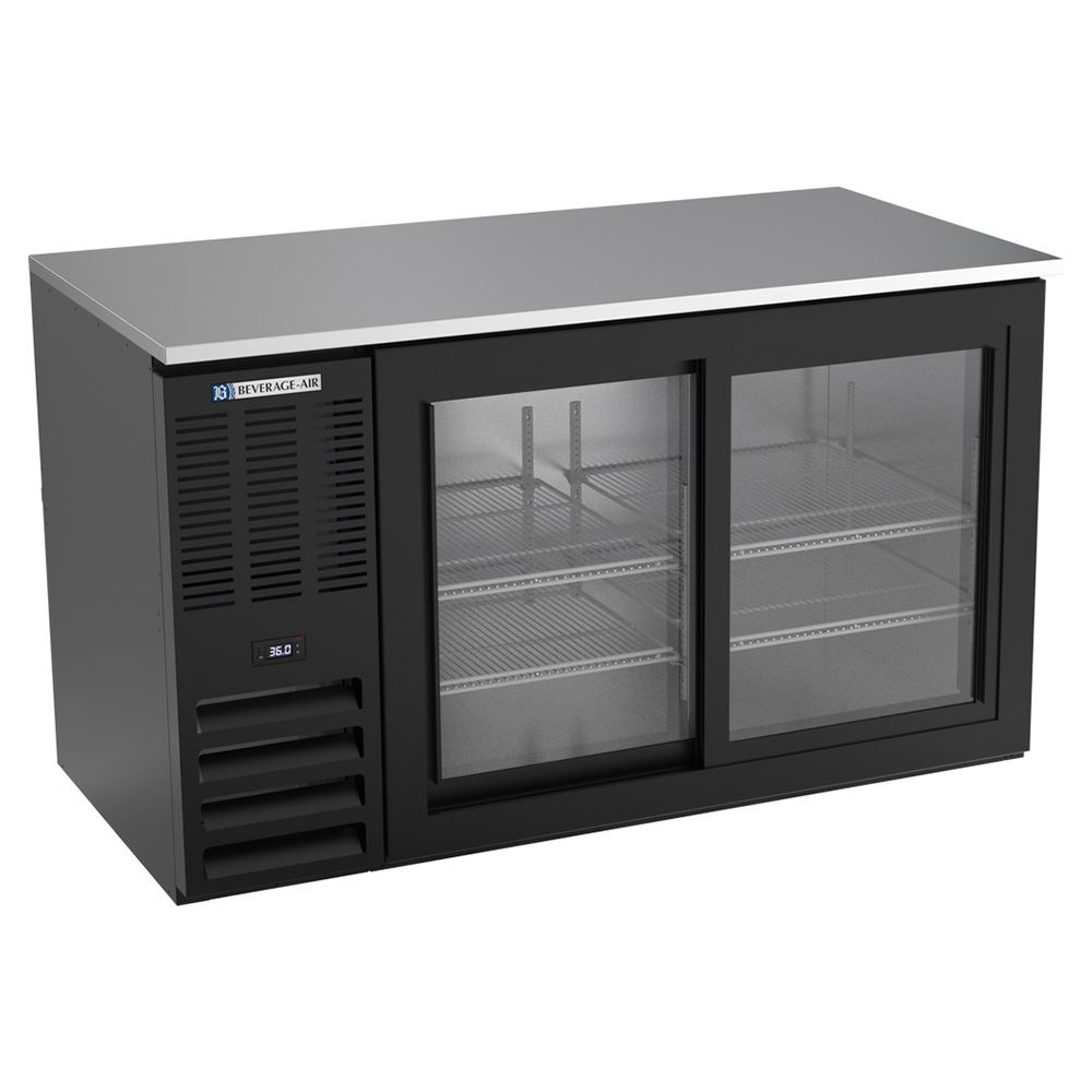 Beverage Air BB58HC-F-GS-B 58" Two Sliding Glass Doors Food Rated Back Bar Cooler, Black