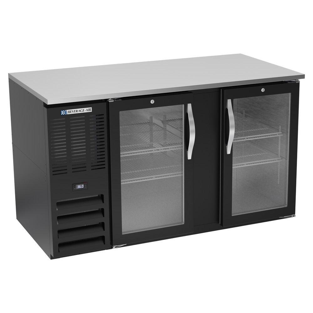 Beverage Air BB58HC-FG-B 58" Two Swinging Glass Doors Food Rated Back Bar Cooler, Black