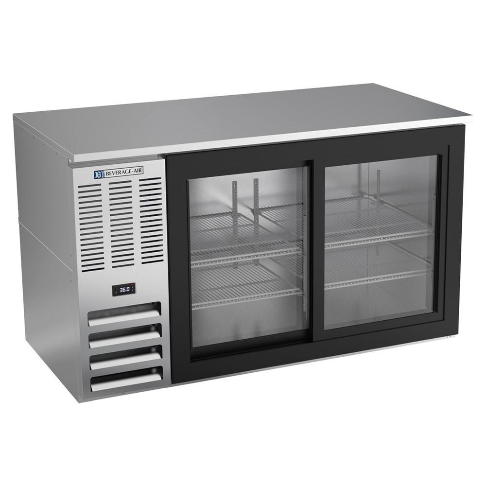 Beverage Air BB58HC-GS-S 58" Two Sliding Glass Doors Back Bar Cooler, Stainless Steel
