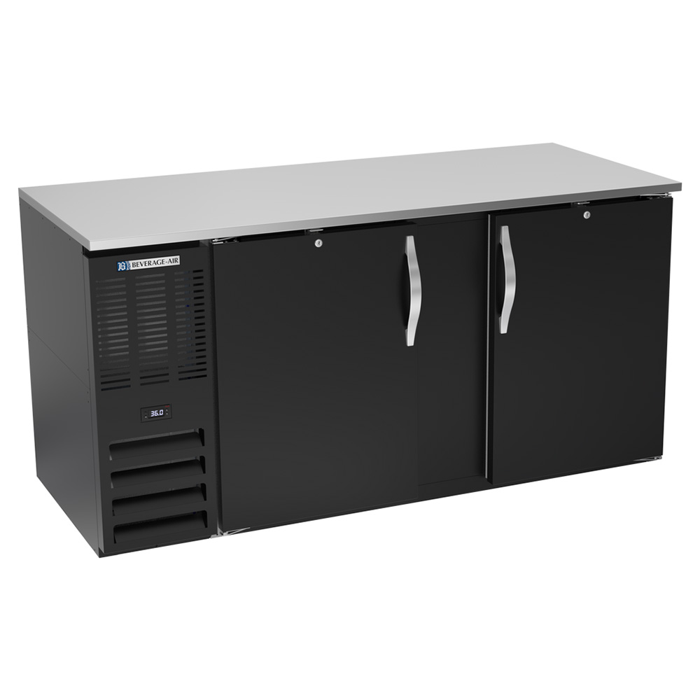 Beverage Air BB68HC-B 68" Two Swinging Solid Doors Back Bar Cooler, Black