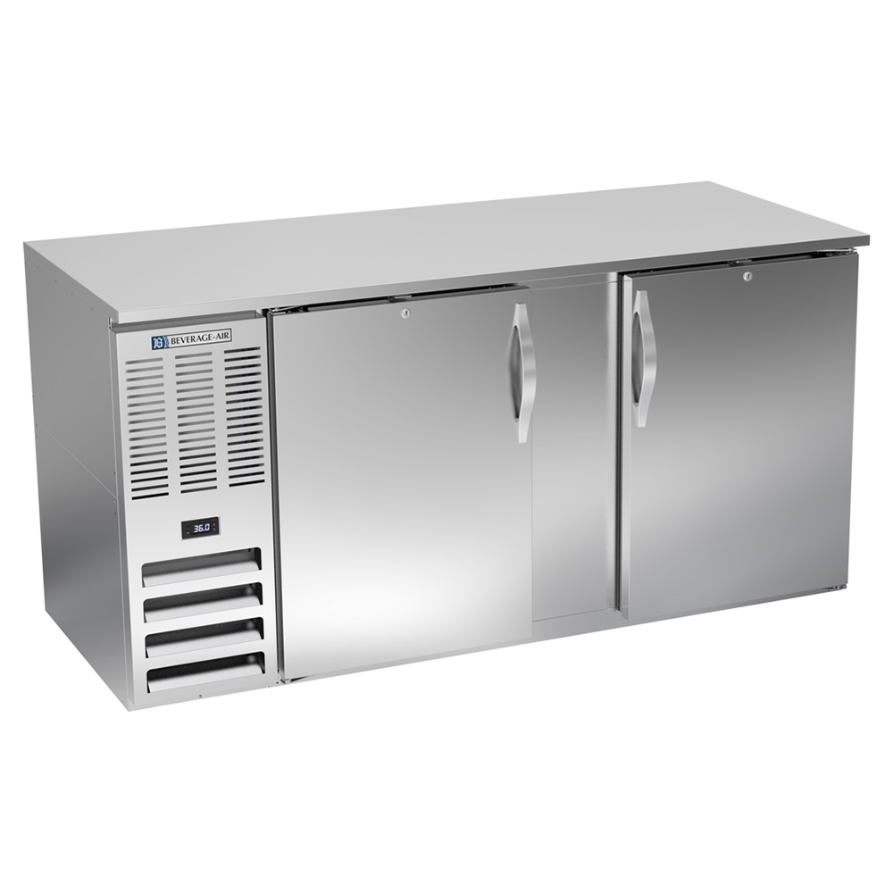 Beverage Air BB68HC-S 68" Two Swinging Solid Doors Back Bar Cooler, Stainless Steel