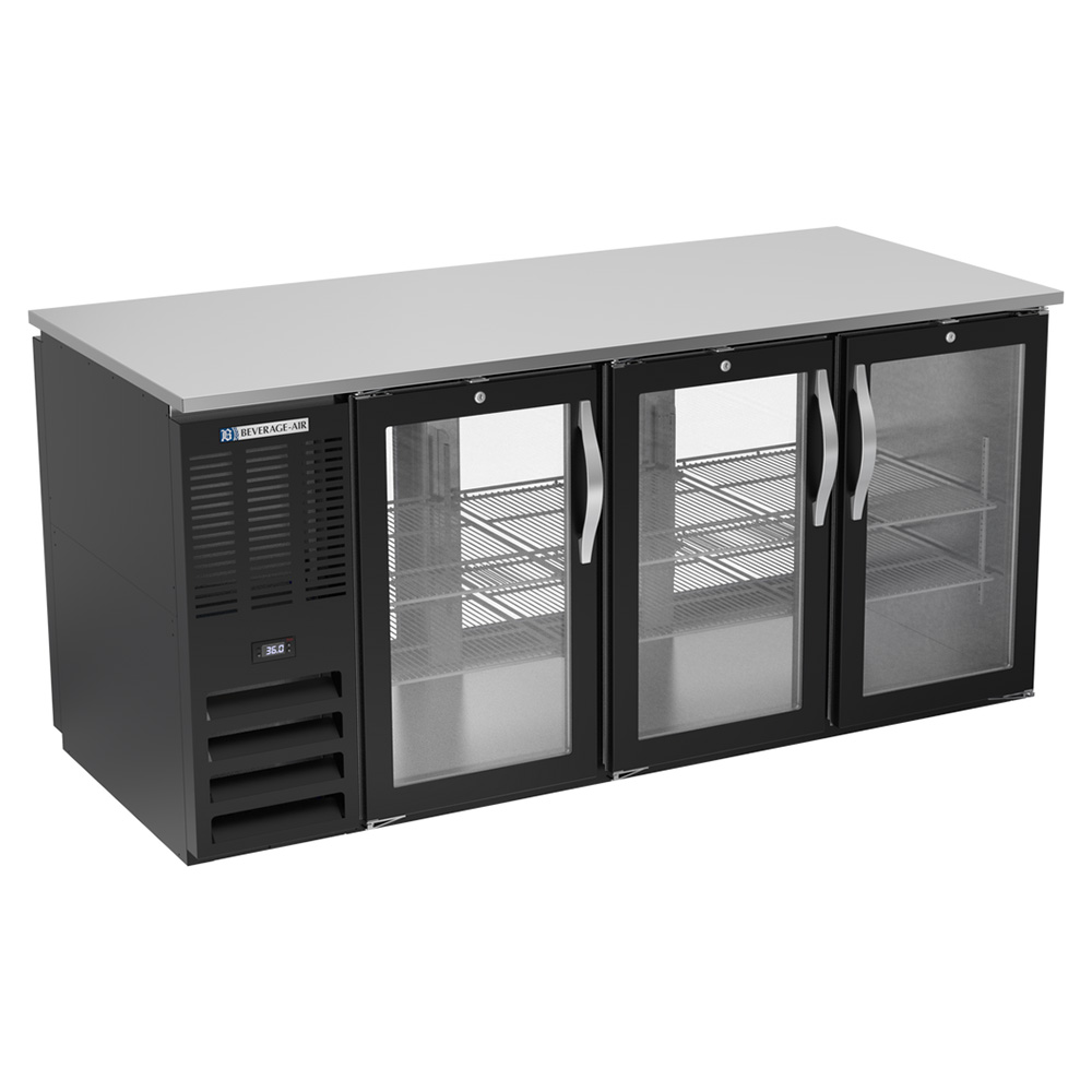 Beverage Air BB72HC-G-PT-B 72" Six Swinging Glass Doors Pass-thru Back Bar Cooler, Black