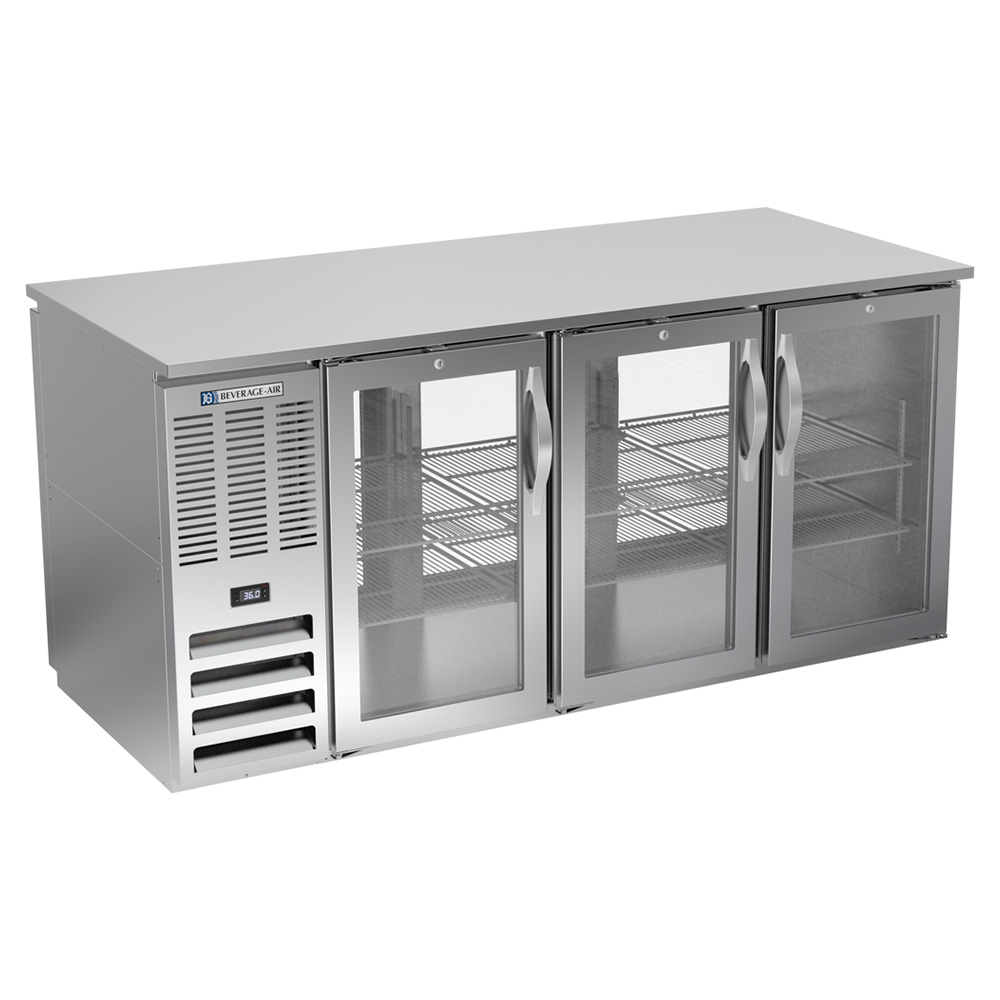 Beverage Air BB72HC-G-PT-S 72" Six Swinging Glass Doors Pass-thru Back Bar Cooler, Stainless Steel