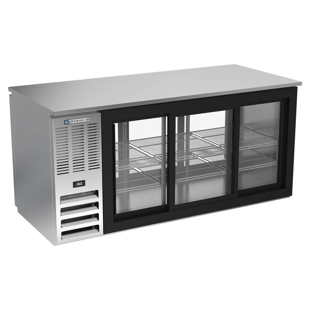 Beverage Air BB72HC-GS-PT-S 72" Six Sliding Glass Doors Pass-thru Back Bar Cooler, Stainless Steel