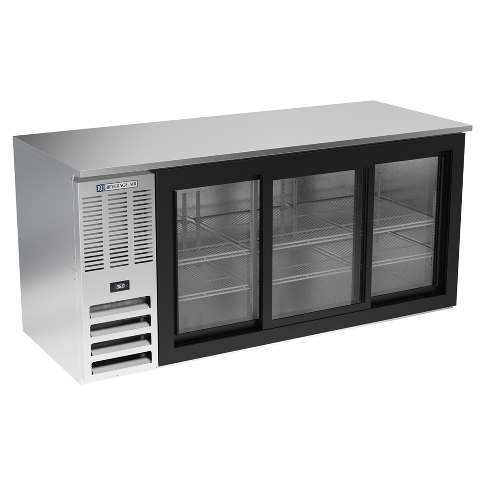 Beverage Air BB72HC-GS-S 72" Three Sliding Glass Doors Back Bar Cooler, Stainless Steel