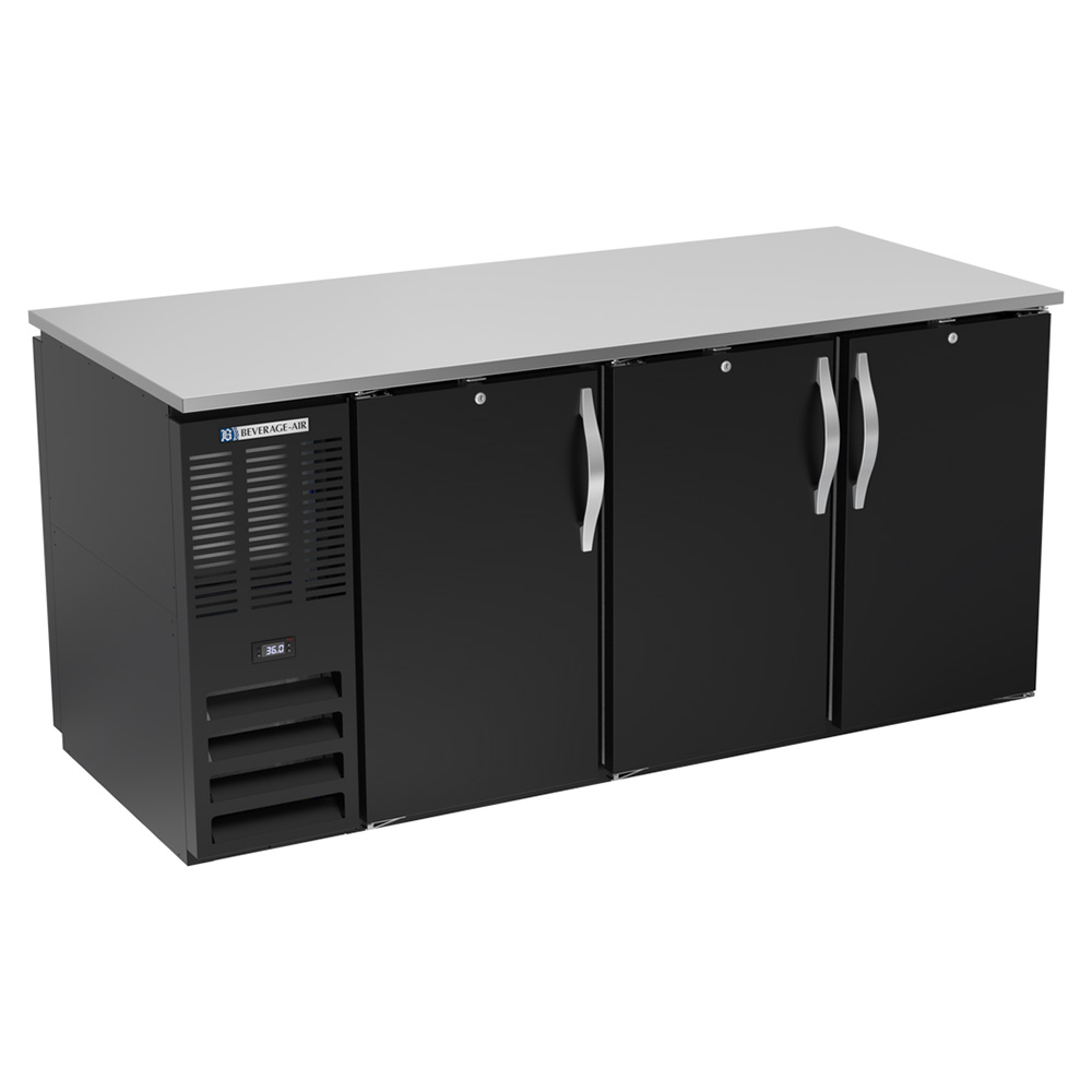 Beverage Air BB72HC-PT-B 72" Six Swinging Solid Doors Pass-thru Back Bar Cooler, Black