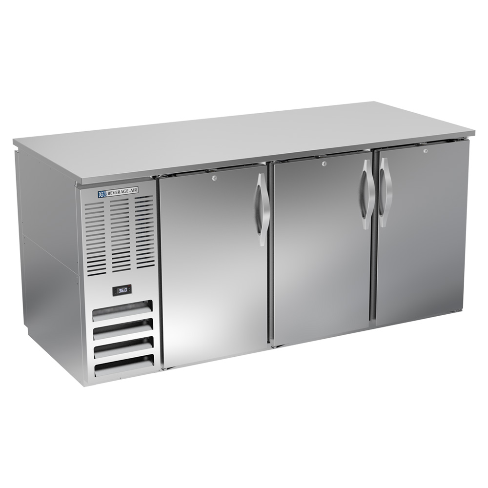 Beverage Air BB72HC-PT-S 72" Six Swinging Solid Doors Pass-thru Back Bar Cooler, Stainless Steel