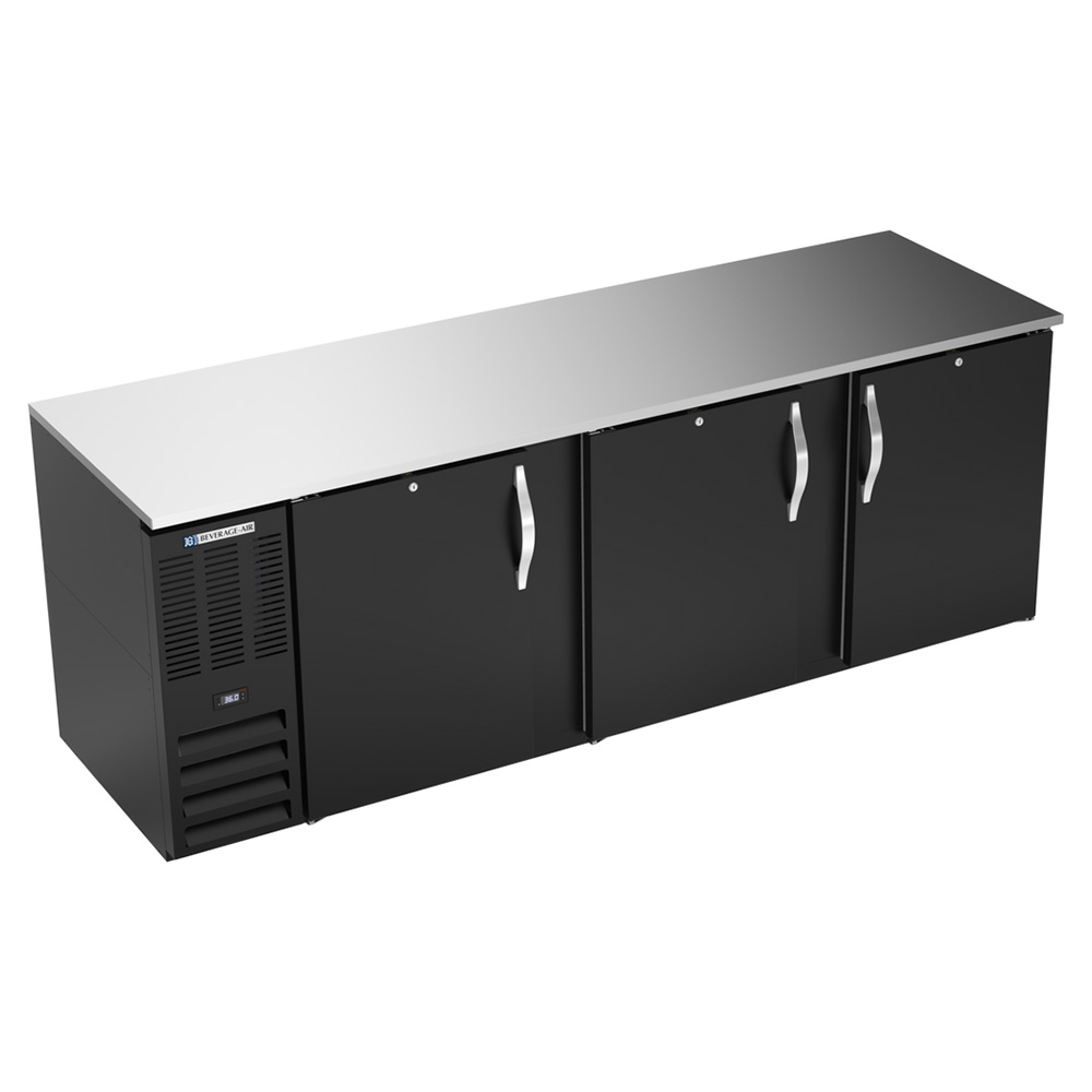 Beverage Air BB94HC-B 94" Three Swinging Solid Doors Back Bar Cooler, Black