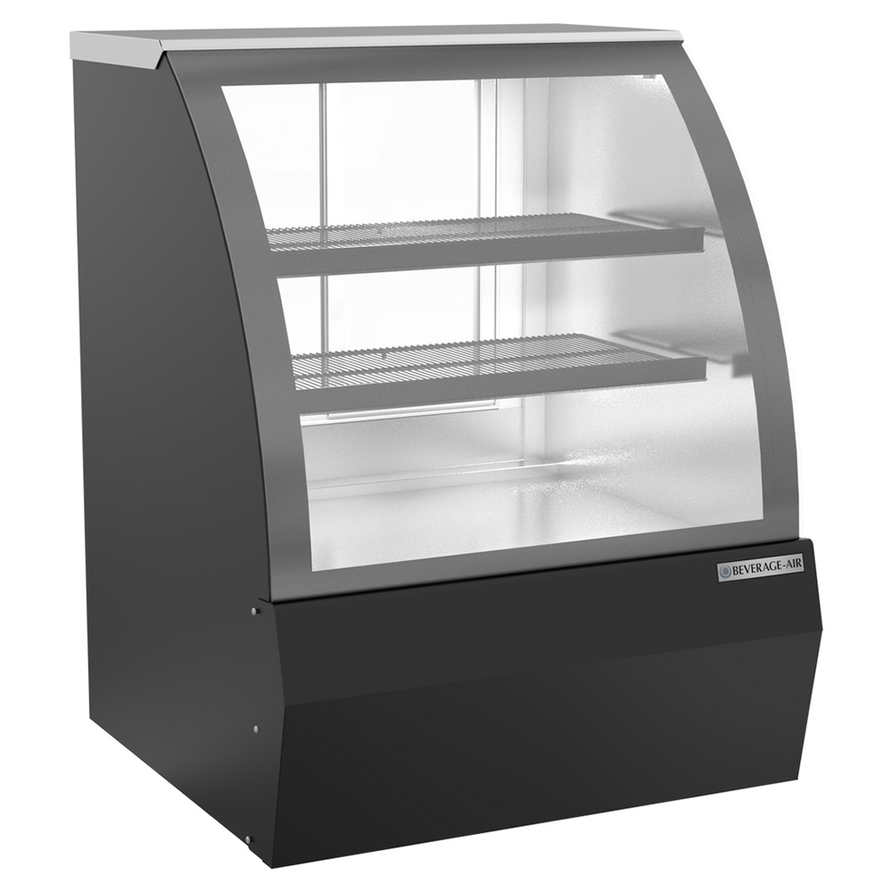 Beverage Air CDR3HC-1-B-D 37" Dry Non-Refrigerated Curved Glass Bakery Display Case, Black