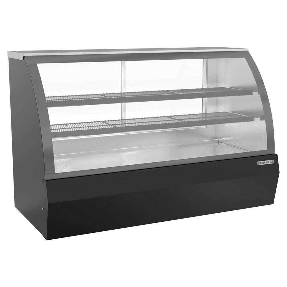Beverage Air CDR6HC-1-B-D 73" Dry Non-Refrigerated Curved Glass Bakery Display Case, Black