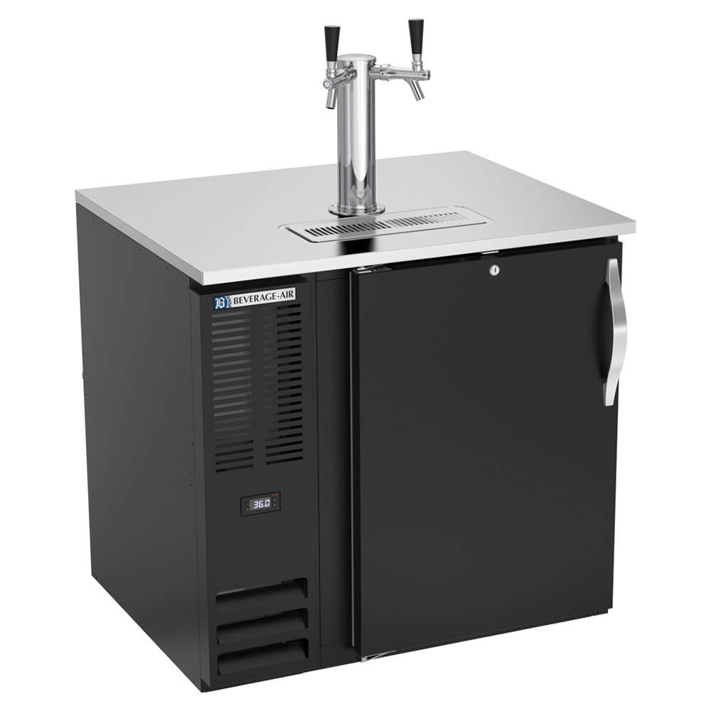 Beverage Air DD36HC-B 36" Black 2 Tap Refrigerated Direct Draw Beer Dispenser
