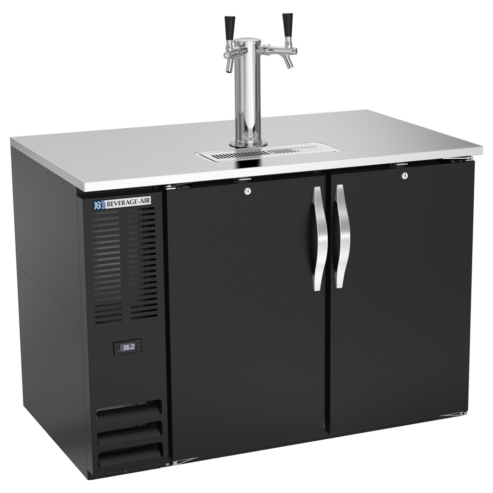 Beverage Air DD48HC-B 48" Black 2 Tap Refrigerated Direct Draw Beer Dispenser