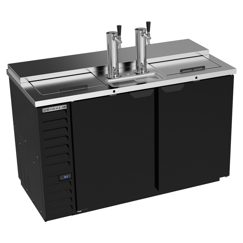 Beverage Air DD58HC-C-B 58" Black 2 Tap Solid Door Club Top Refrigerated Direct Draw Beer Dispenser