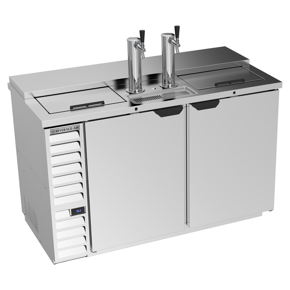 Beverage Air DD58HC-C-S 58" Stainless Steel 2 Tap Solid Door Club Top Refrigerated Direct Draw Beer Dispenser