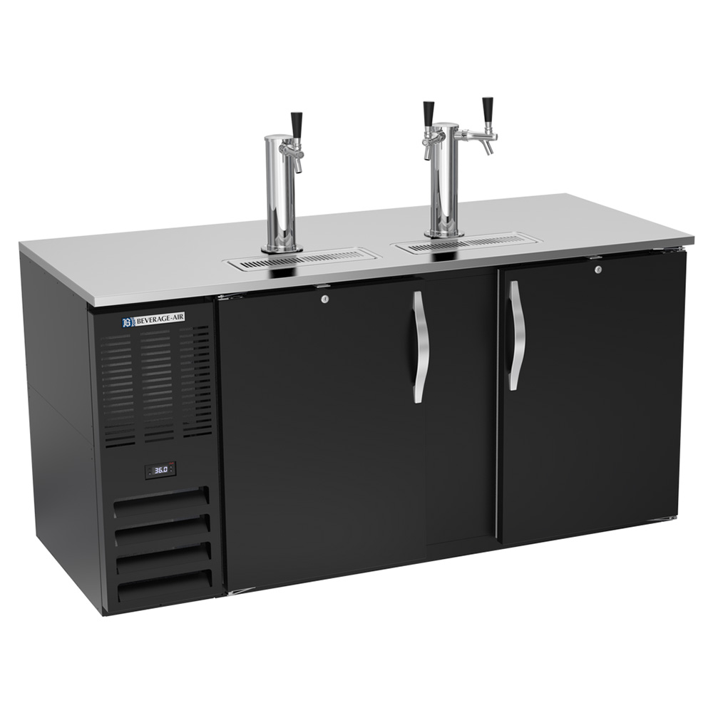 Beverage Air DD68HC-B 68" Black 3 Tap Refrigerated Direct Draw Beer Dispenser