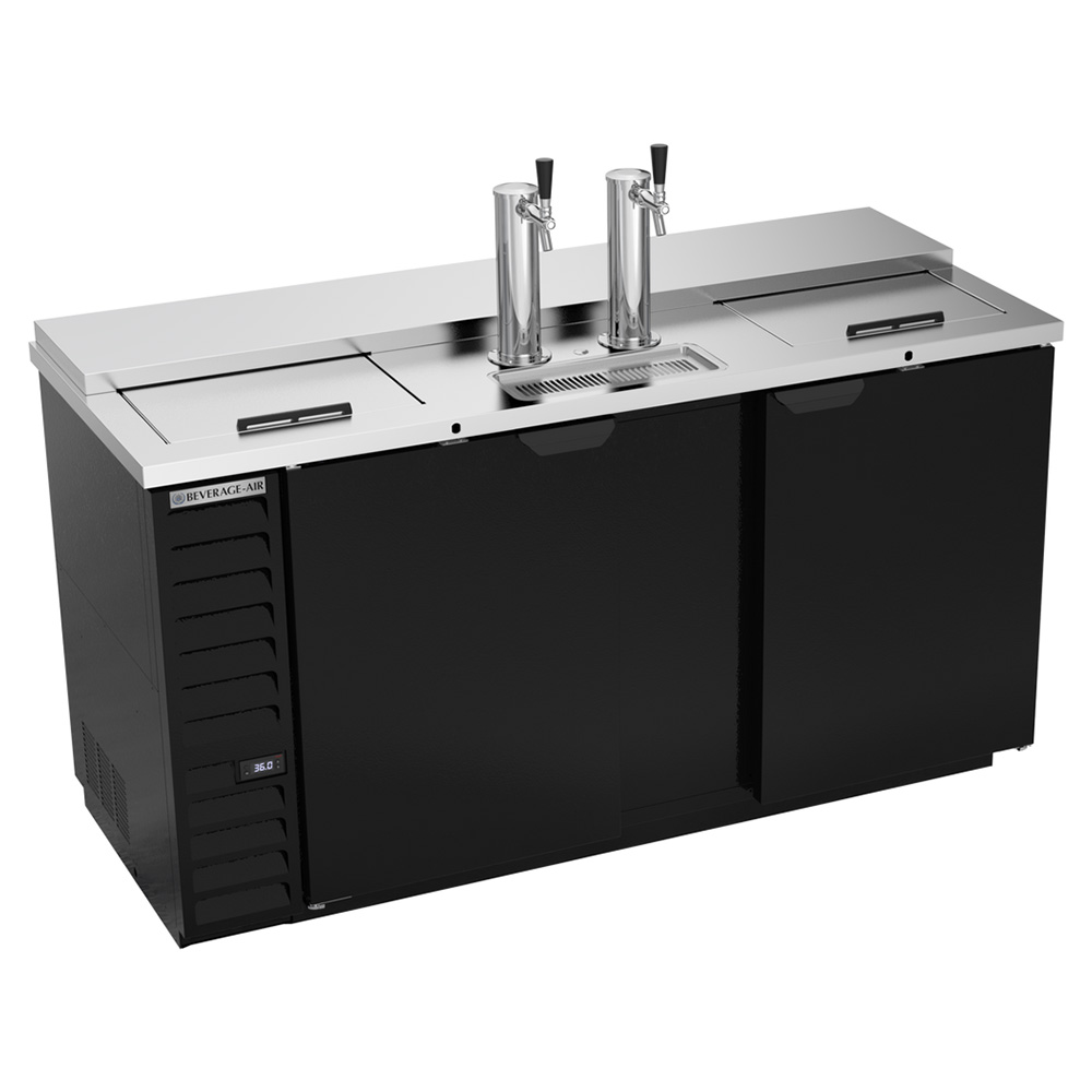 Beverage Air DD68HC-C-B 68" Black 2 Tap Solid Door Club Top Refrigerated Direct Draw Beer Dispenser