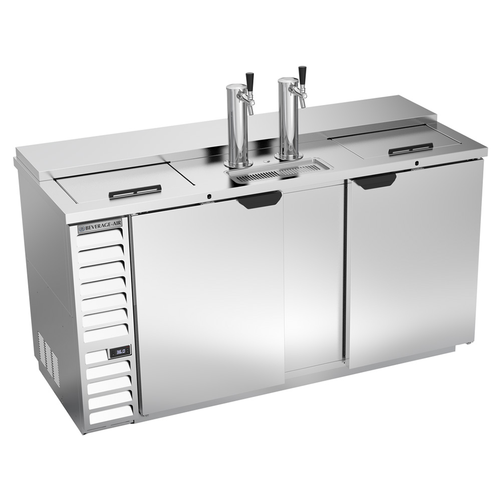Beverage Air DD68HC-C-S 68" Stainless Steel 2 Tap Solid Door Club Top Refrigerated Direct Draw Beer Dispenser