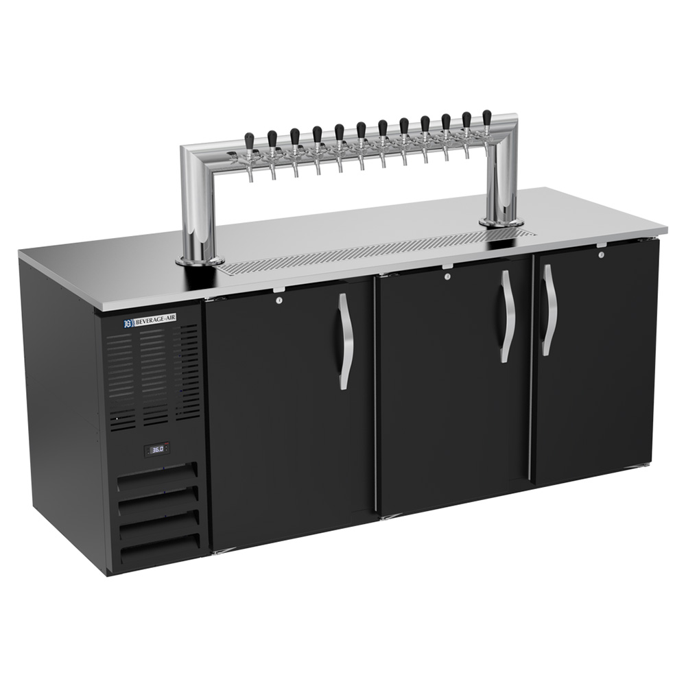 Beverage Air DD78HC-B-12T 78" Black 12 Tap Tower Refrigerated Direct Draw Beer Dispenser