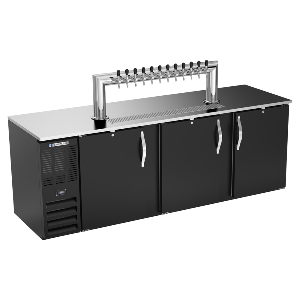 Beverage Air DD94HC-B-12T 94" Black 12 Tap Tower Refrigerated Direct Draw Beer Dispenser