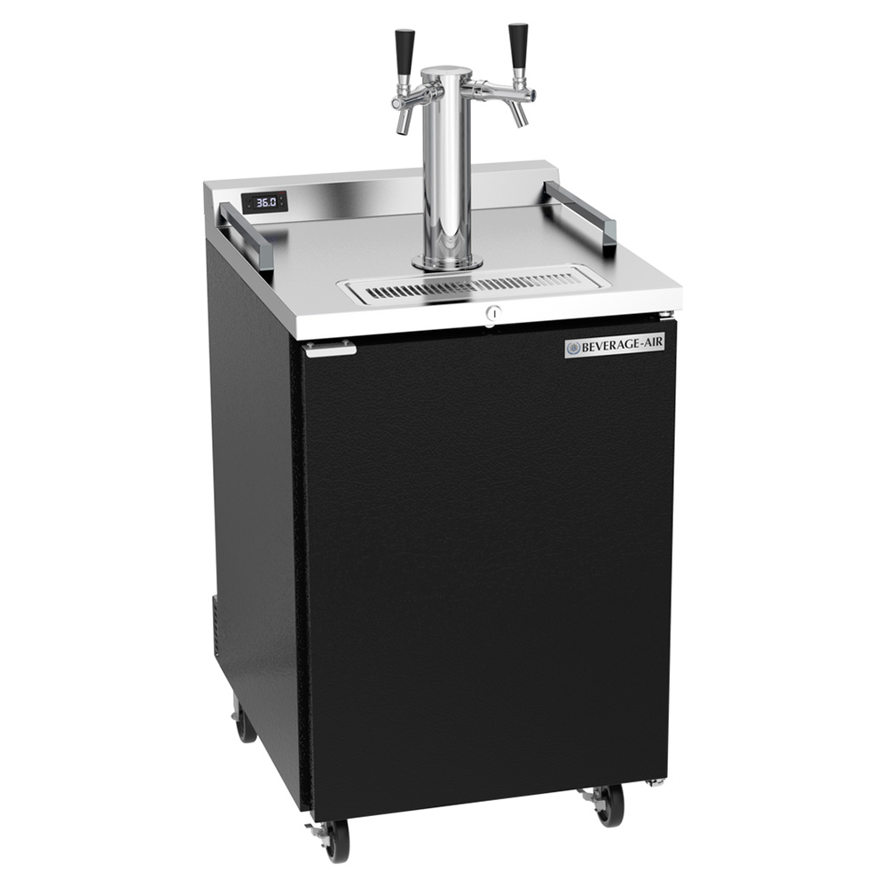 Beverage Air DZ24HC-1-B 24" Black Double Tap Dual Zone Refrigerated Direct Draw Beer Dispenser