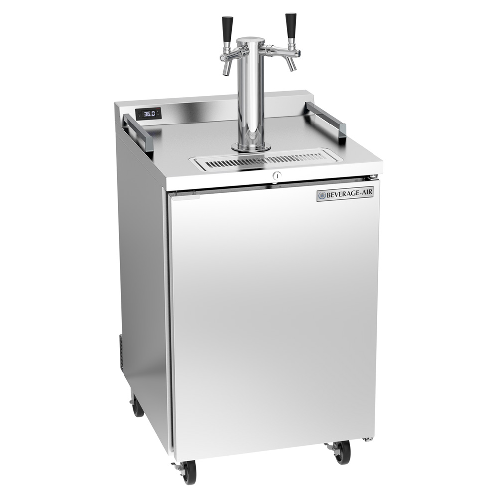 Beverage Air DZ24HC-1-S 24" Stainless Steel Double Tap Dual Zone Refrigerated Direct Draw Beer Dispenser