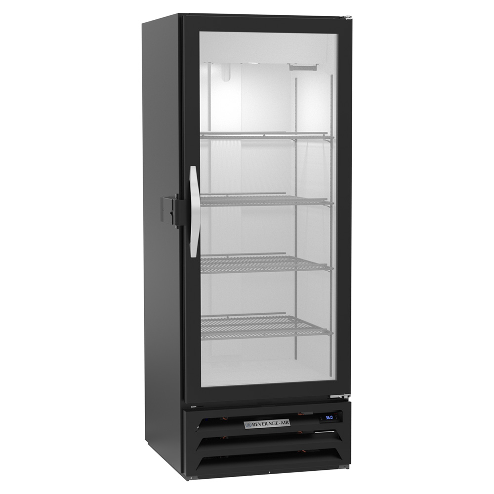 Beverage Air MMR12HC-1-B-IQ 24-1/8" Single Glass Door Merchandiser Refrigerator with Electronic Lock, Black