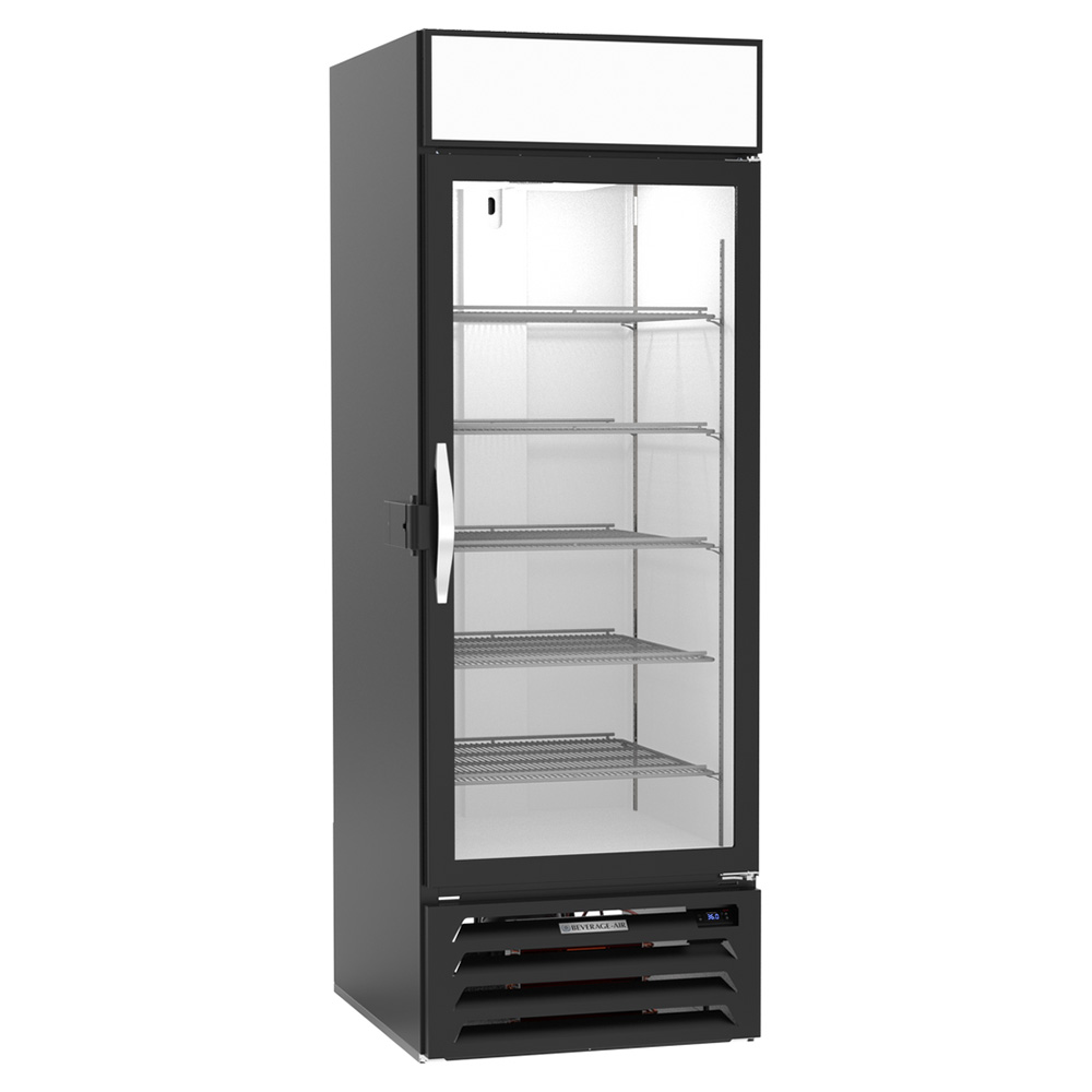 Beverage Air MMR23HC-1-B-IQ 28-1-4" Single Glass Door Merchandiser Refrigerator with Electronic Lock, Black