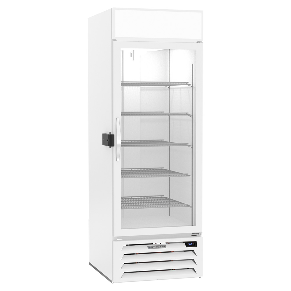 Beverage Air MMR23HC-1-W-IQ 28-1/4" Single Glass Door Merchandiser Refrigerator with Electronic Lock, White