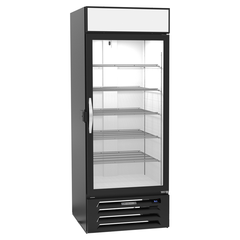 Beverage Air MMR27HC-1-B-IQ 30" Single Glass Door Merchandiser Refrigerator with Electronic Lock, Black
