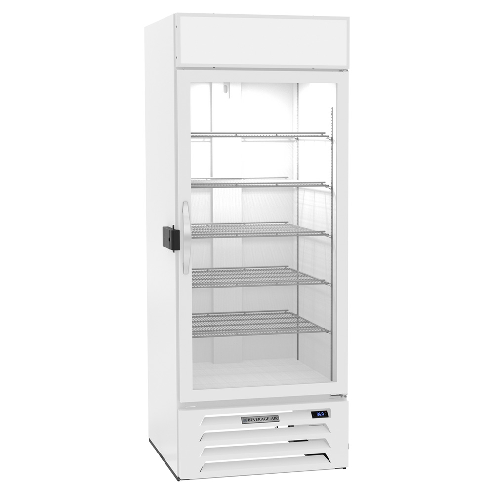 Beverage Air MMR27HC-1-W-IQ 30 Single Glass Door Merchandiser Refrigerator with Electronic Lock, White