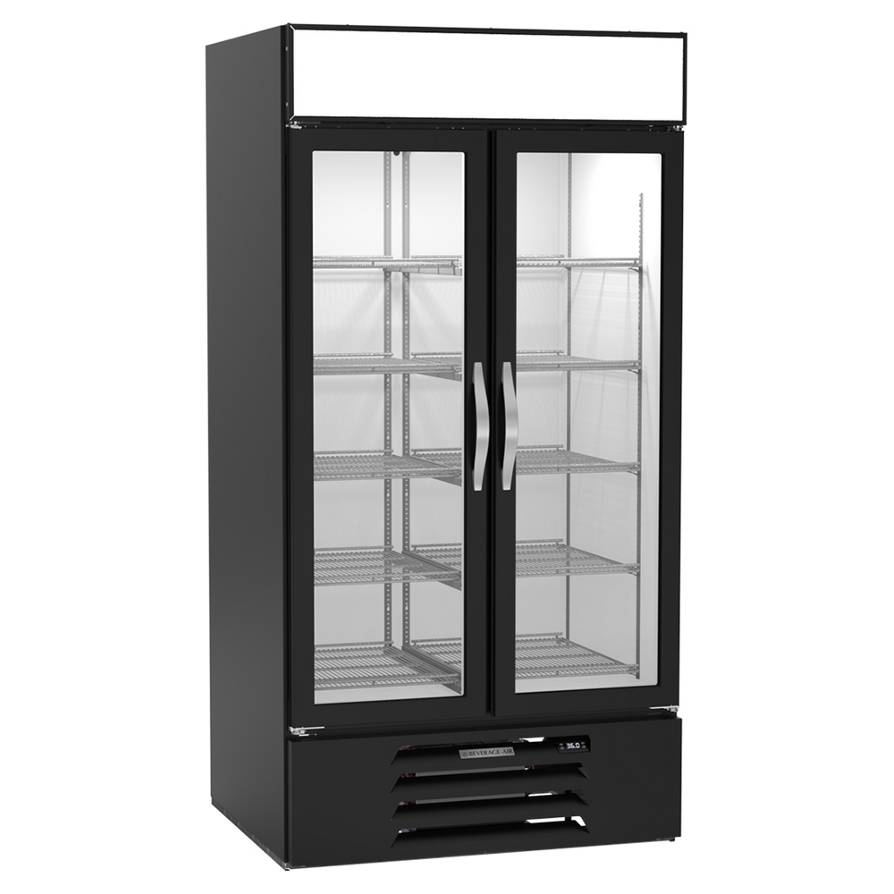 Beverage Air MMR35HC-1-B 39-1/2" Two Glass Door Merchandiser Refrigerator, Black