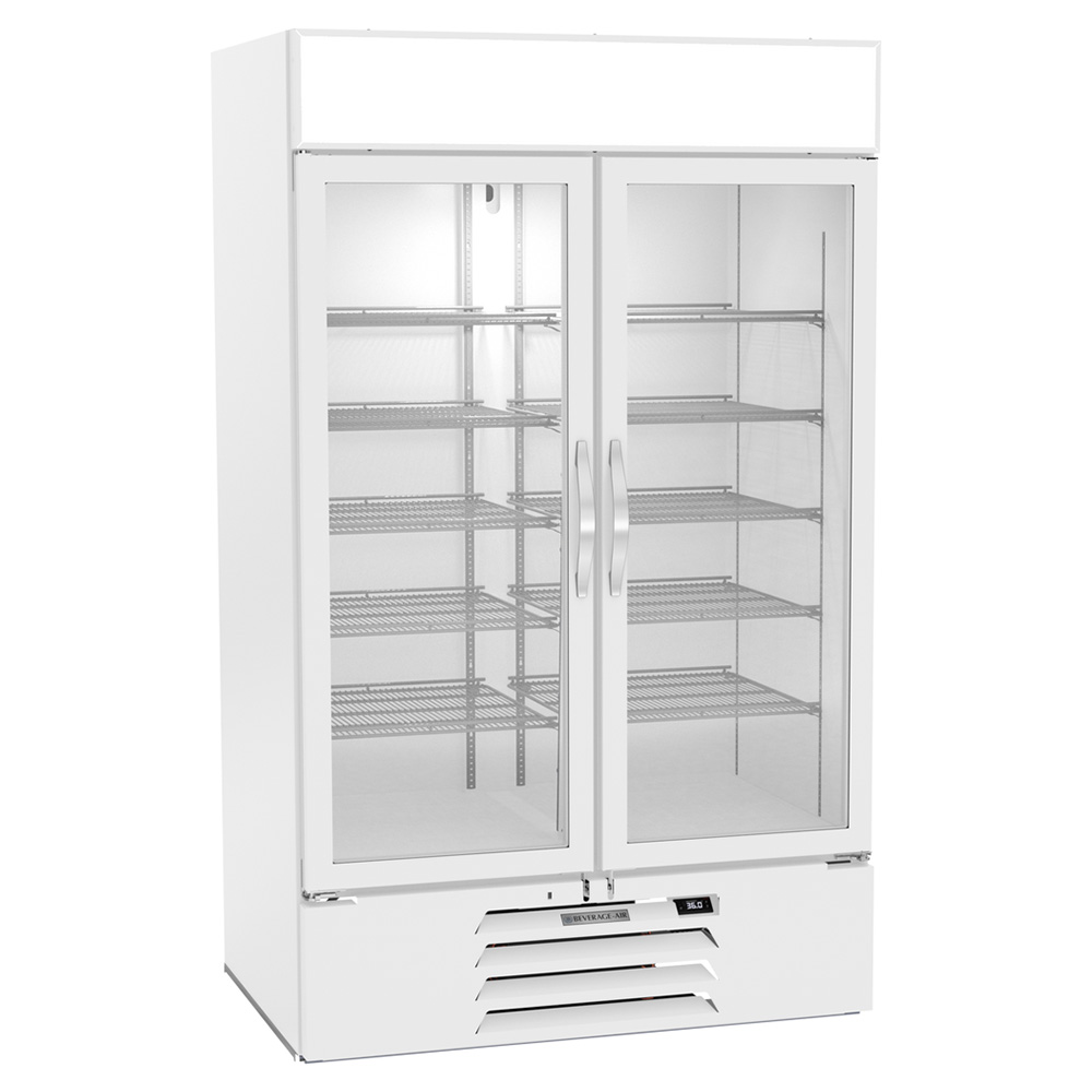 Beverage Air MMR44HC-1-W-IQ 52" Two Glass Door Merchandiser Refrigerator with Electronic Lock, White