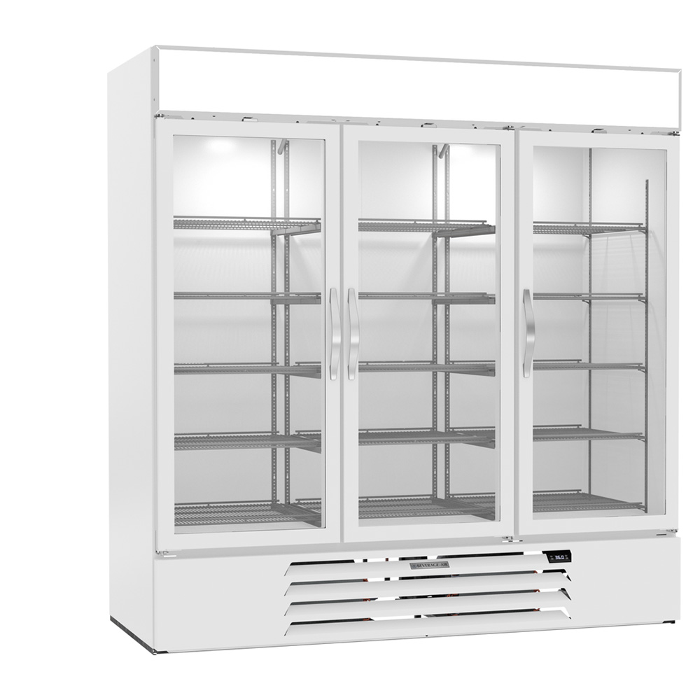 Beverage Air MMR72HC-1-W-WINE 75" Three Glass Door Wine Refrigerator, White