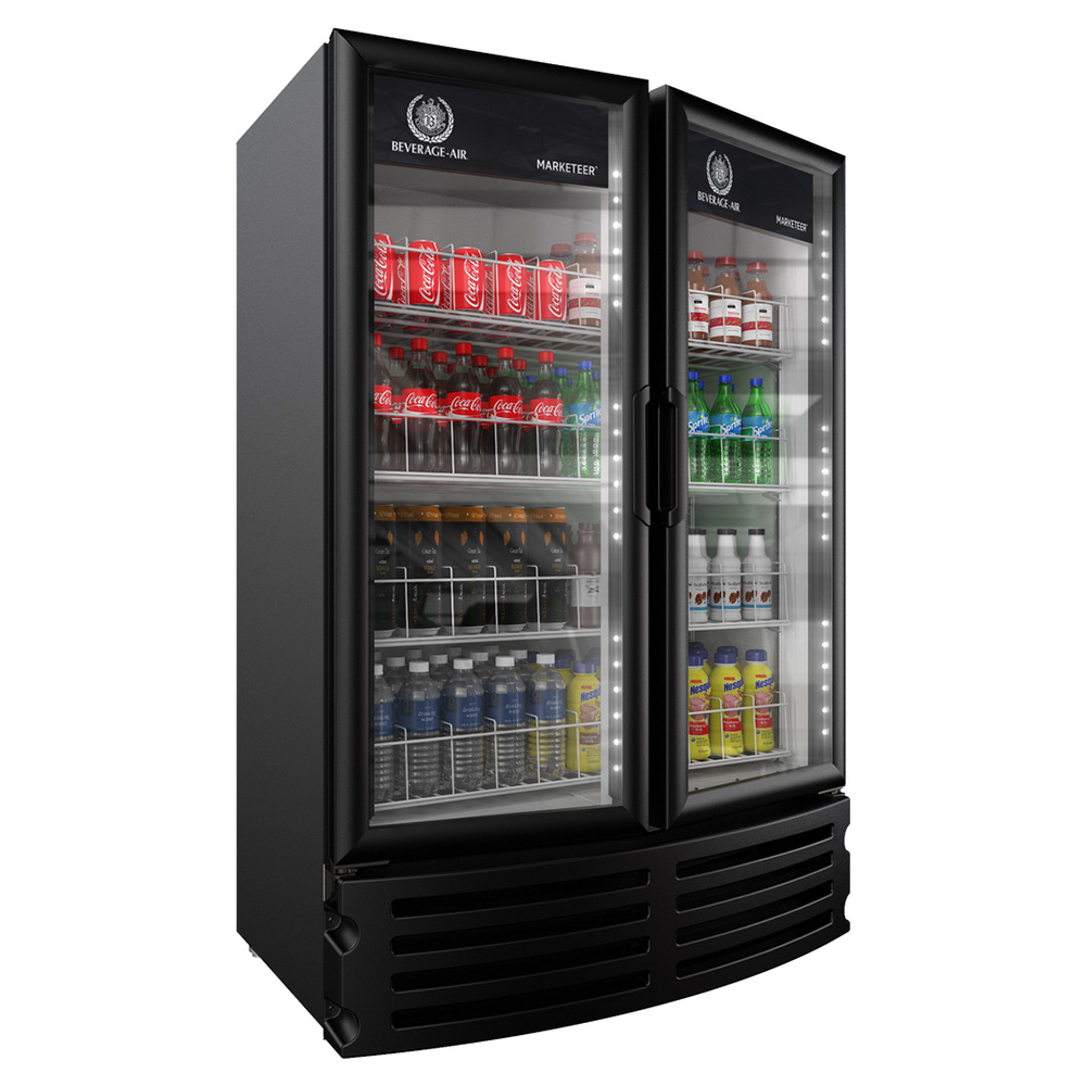 Beverage Air MT21-1B 39-1/8" Two Glass Door Merchandiser Refrigerator, Black, 16.77 Cu. Ft.