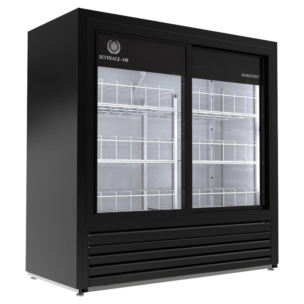 Beverage Air MT41-48-1-SDB 47-1/4" Two Glass Door Merchandiser Refrigerator, Black, 16.4 Cu. Ft.