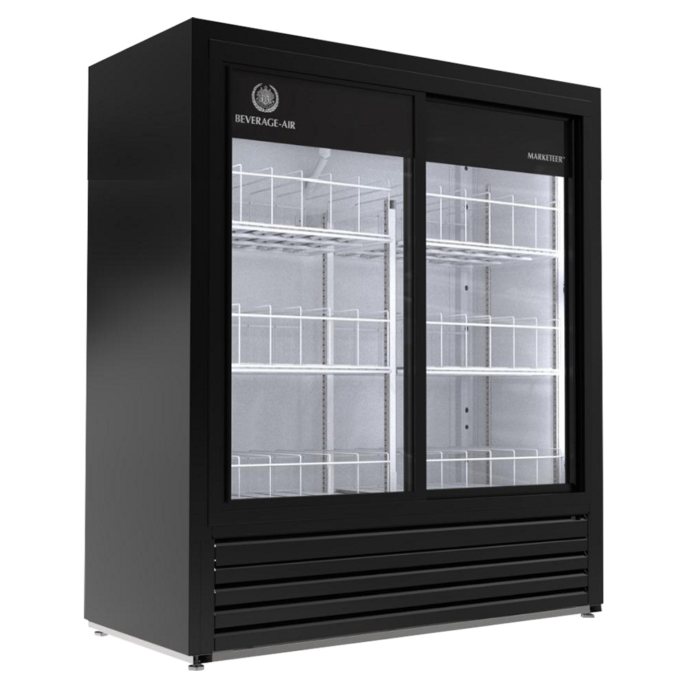 Beverage Air MT41-54-1-SDB 47-1/4" Two Glass Door Merchandiser Refrigerator, Black, 19.5 Cu. Ft.