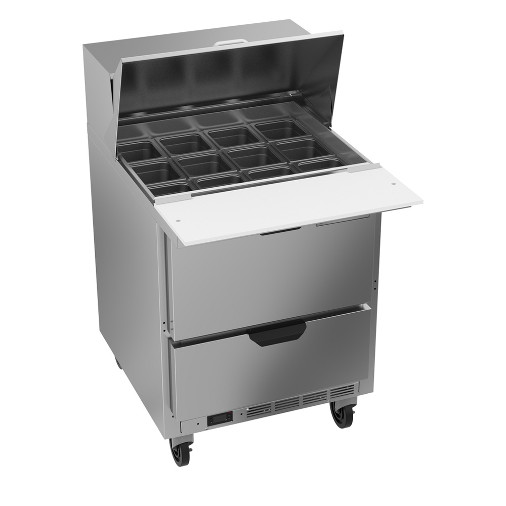 Beverage Air SPED27HC-12M-B 27" Mega Top Refrigerated Sandwich Prep Table with 2 Drawers