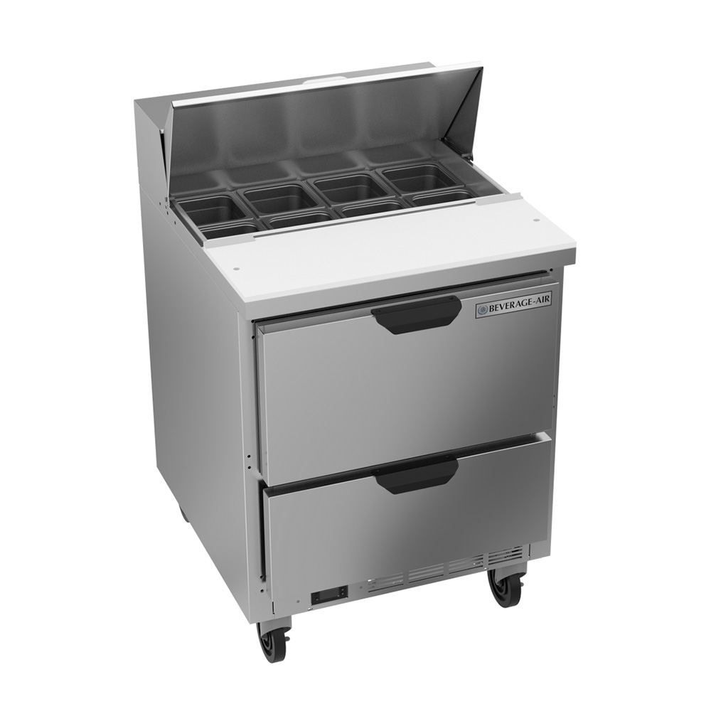 Beverage Air SPED27HC-B 27" Standard Top Refrigerated Sandwich Prep Table with 2 Drawers